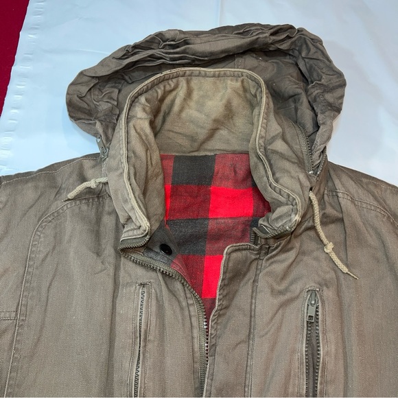 Hardy Amies LUNDON Elmer Fudd hooded VEST Reversible Red Black checkered FLANNEL - Picture 12 of 16